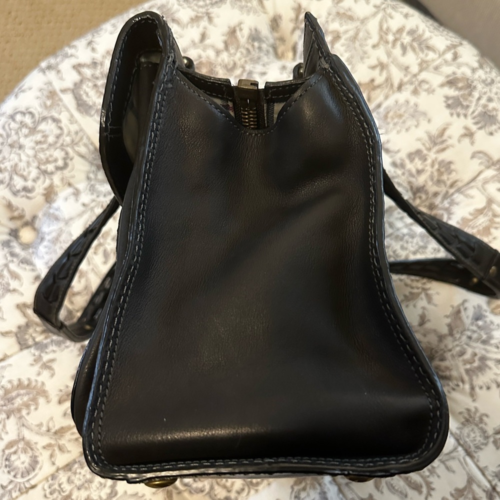 COACH Legacy BLEEKER Tattersall Black Leather Flap Satchel - Picture 12 of 16